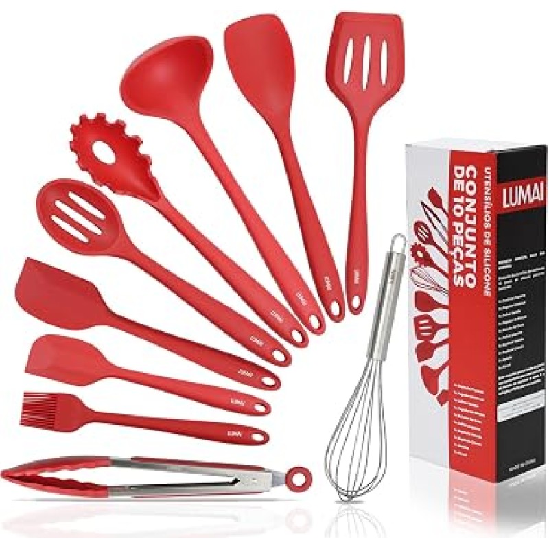 LUMAI Kit de Utensílios de Cozinha Silicone Premium, 10 P...