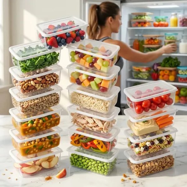 Kit 20 Potes 500 Ml Transparente Marmita Fitness Bpa Free Reutilizável Tampa Hermética Micro E Freezer Ponte Lar Utilidades