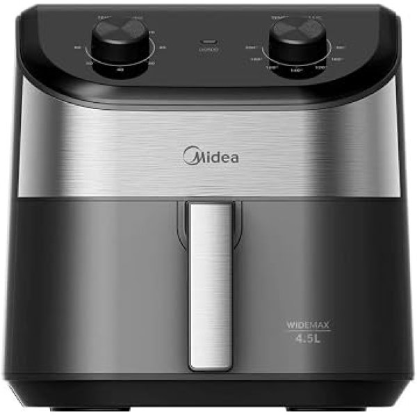 Fritadeira Midea Air Fryer 4,5L, design de dois botões, ampla faixa de temperatura de 80°C a 200°C, prato antiaderente para vegetais, 1550W, 110V, FWM45P1