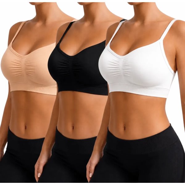 Kit 3 Top Sutiã Sem Costura Com Alça Ajustável Sensual Macio