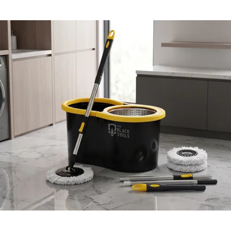 Mop Giratório 360° Balde Inox 8 Litros Centrífuga C/ 2 Refis