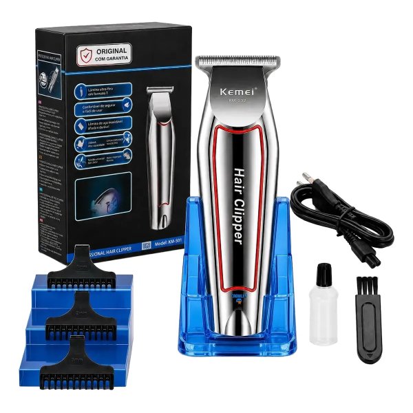 Maquina Acabamento Cortar Cabelo Barba E Pelos Kemei 032