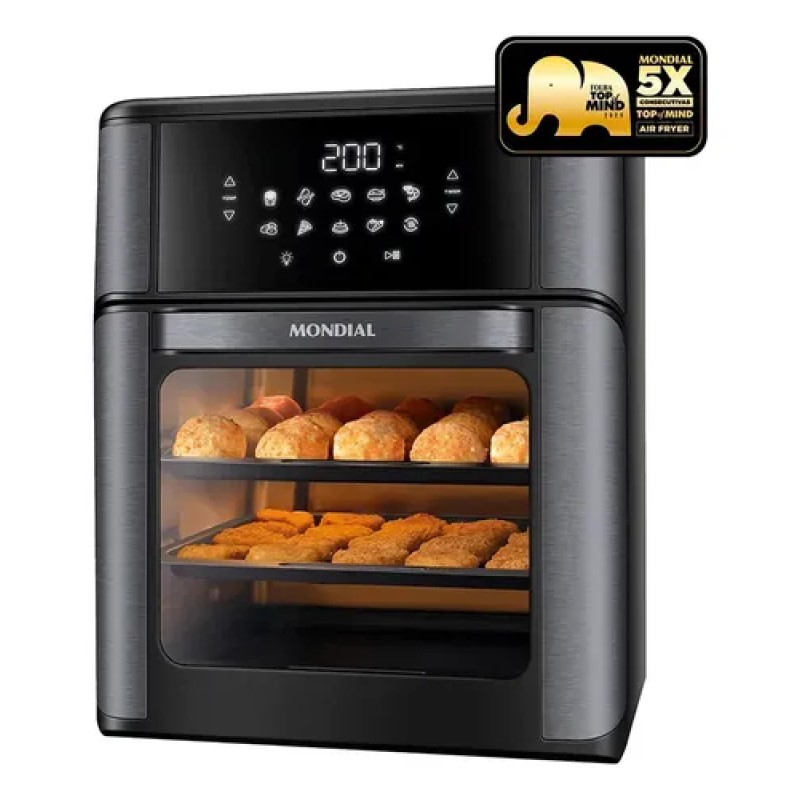 Fritadeira Elétrica AFON-12L-BG Forno Oven 12 Litros Pret...