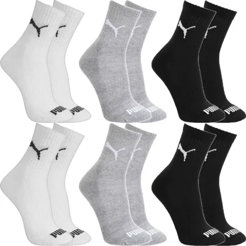 Kit 6 Pares Meias Puma Cano Médio Alto Atoalhada Original