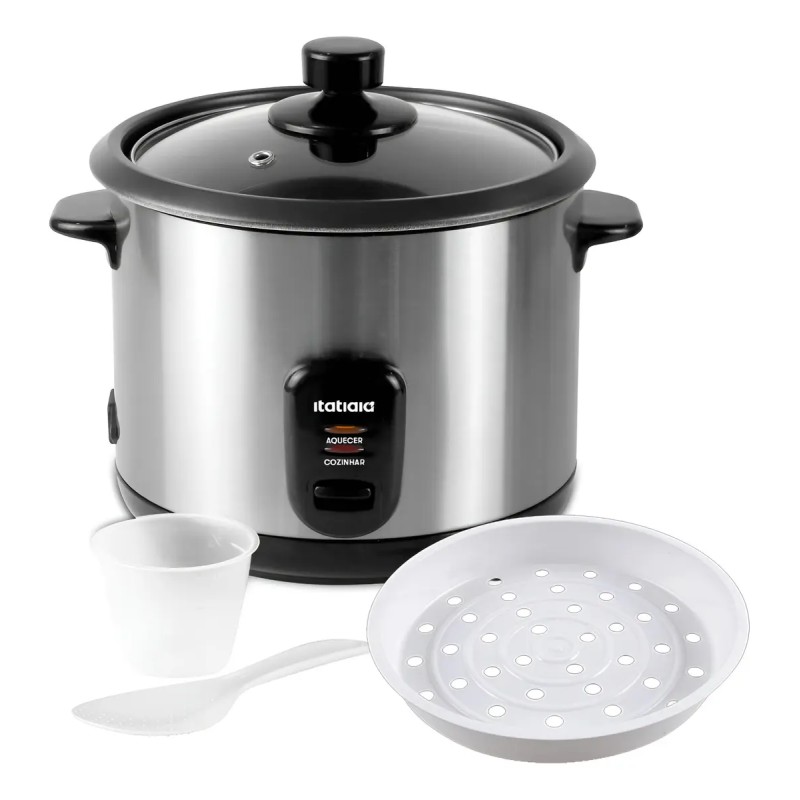 Panela De Arroz Elétrica 10 Xícaras 1.8 Litros Prateado