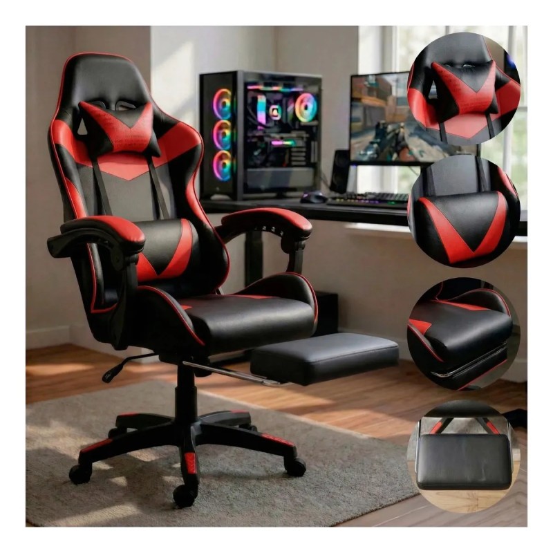 Cadeira Gamer Premium Escritório Confortável Giratória 36...
