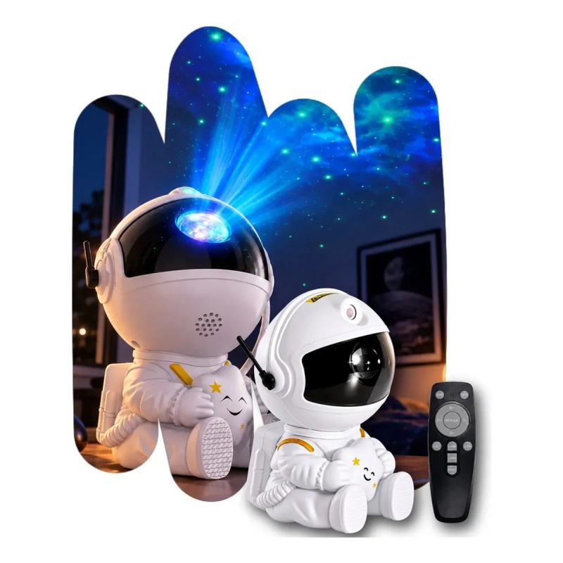 Mini Astronauta Projetor Estrelas Galáxia Luminária Noturna