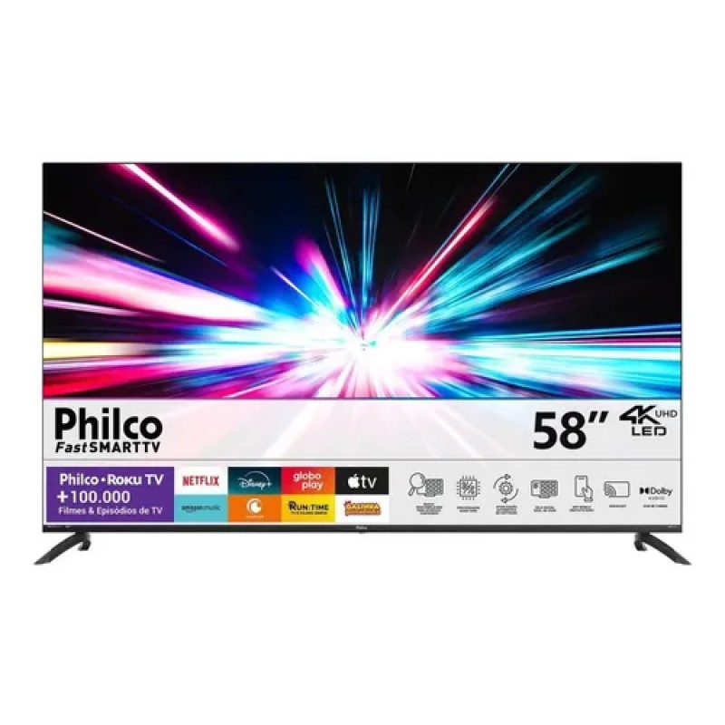 Smart Tv Philco 58 P58vik 4k Uhd Led Roku Dolby Audio Wi-...