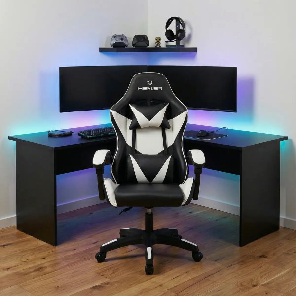 Cadeira Gamer Lancer Preta e Branca Healer