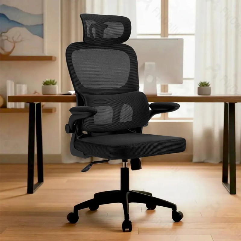 Cadeira Escritório Presidente Ergonômica Preta Giratória ...