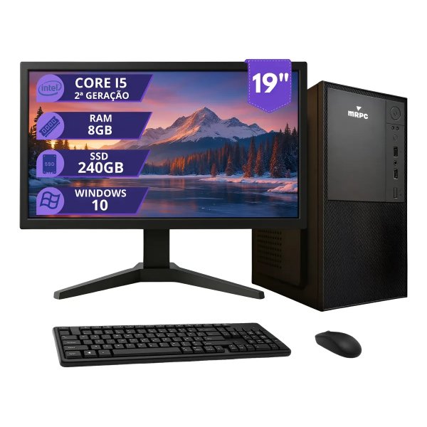 Pc Computador Completo Intel I5 8gb Ssd 240gb Monitor 19