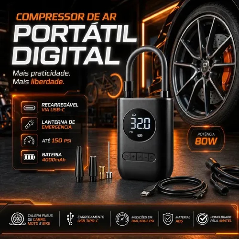 Mini Compressor De Ar De Bomba De Pneu Inflável Sem Fio B...