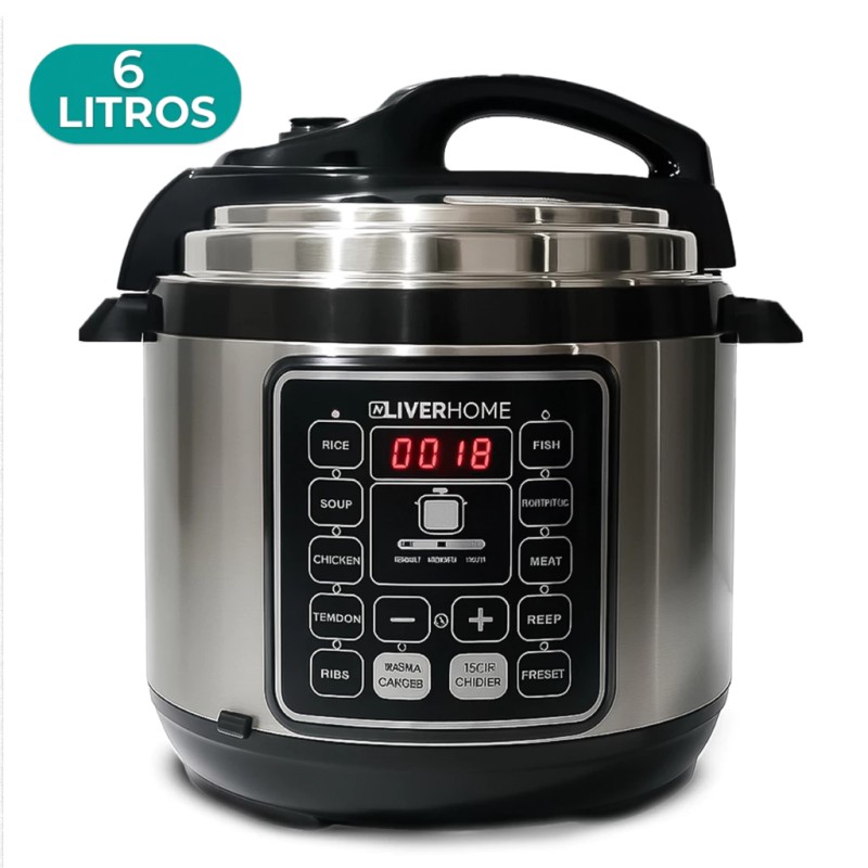 Panela De Pressão Elétrica 6L Inox Preta Digital 110V ou ...