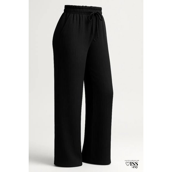 Calça Feminina Alfaiataria Wide Leg Social Pantalona