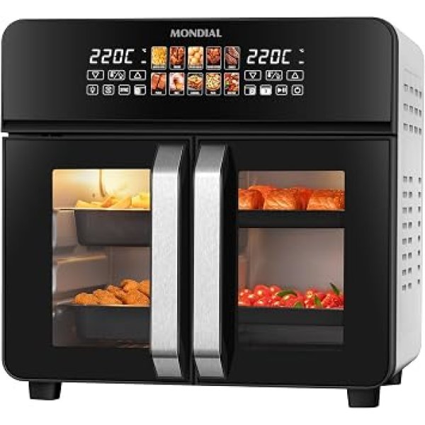 MONDIAL Air Fryer Forno 25L French Door, Preto/Inox, 2200W, 220V - AFDO-25L-FD