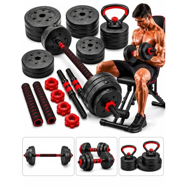 Kit Peso Academia 15kgs Halken Halteres Anilhas Musculação 6 em 1