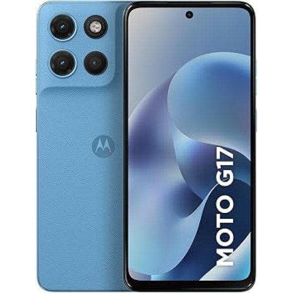 Smartphone Motorola Moto G17 4G - 256GB 12GB (4GB RAM + 8GB RAM Boost) camera 50MP Sony Lytia 600, tela FHD+ 60hz, bateria 5200 mAh - Azul Claro