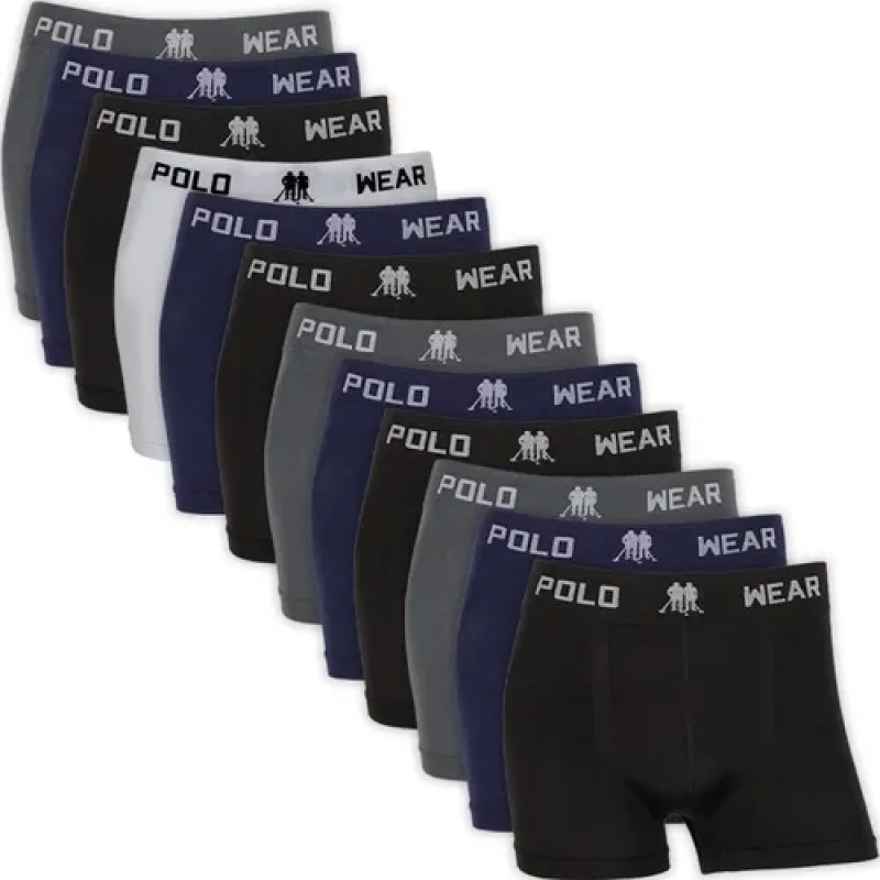 Kit 12 Cuecas Boxer Polo Wear Microfibra Sem Costura Atacado