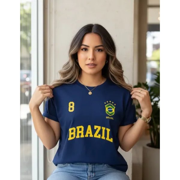 Camiseta Feminina Brasil T-shirt Rumo Ao Hexa Blusa Brazil