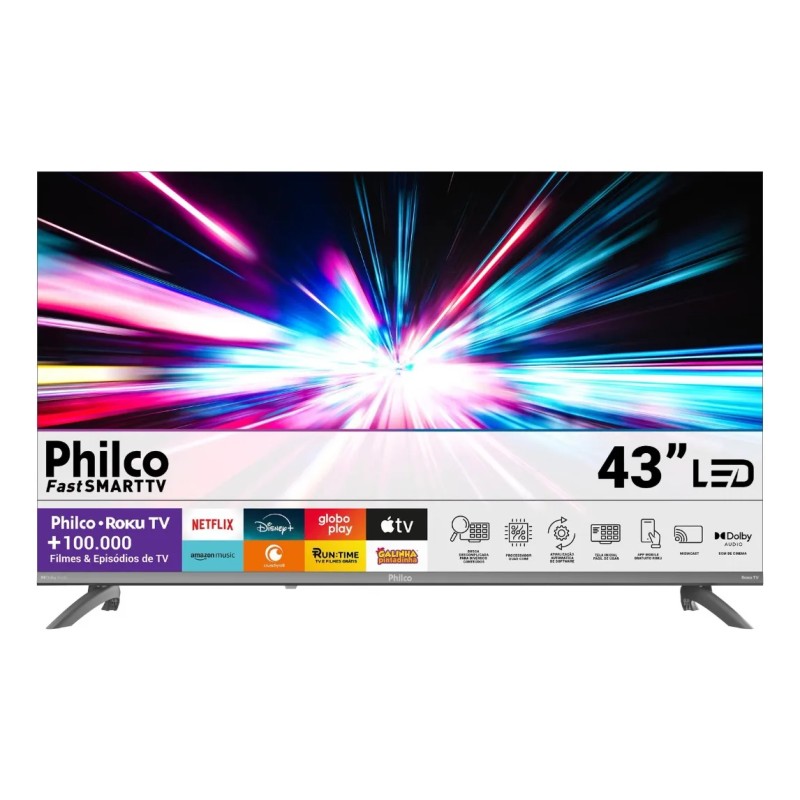 Smart Tv 43'' Philco Full Hd Roku Tv Hdr10 Dolb...