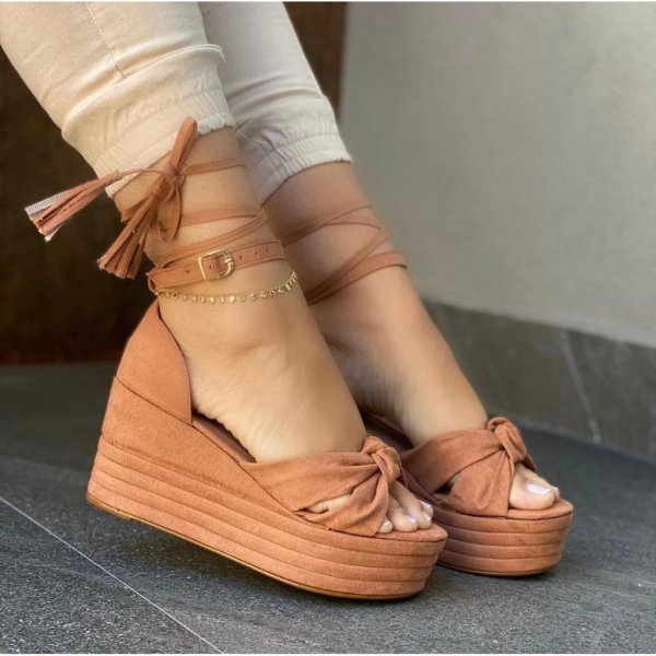 Sandália Plataforma Feminina Salto Médio 9cm Anabela Confortável Casual Izza Calçados