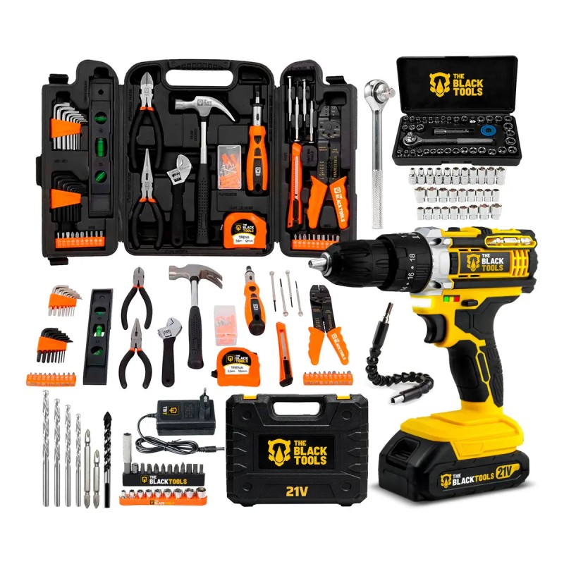 Furadeira Parafusadeira De Impacto 2 Baterias 21v 3/8 Com...