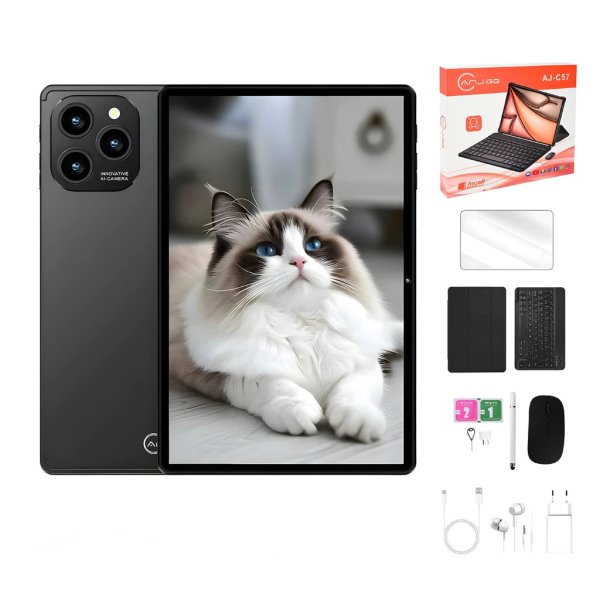 Tablet 10.1 Polegadas com Teclado+Mouse 6GB RAM 128GB Android 13 Câmera 50MP