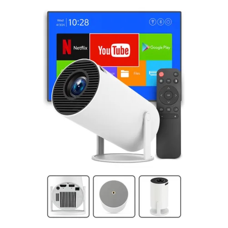 Mini Projetor Davely HY300 4K Android com Wi-Fi e Bluetooth