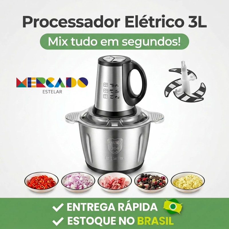 3L Picador De Alimentos Moedor De Carne Mixer Elétrica Pr...