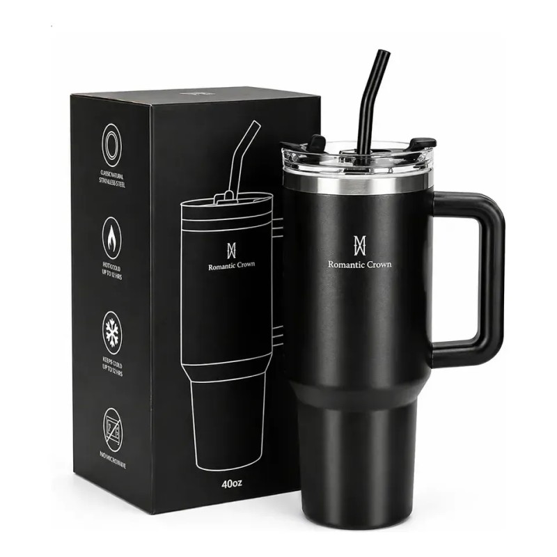 Copo Térmico Gigante 1,2l Inox Com Tampa E Inox Canudo Co...