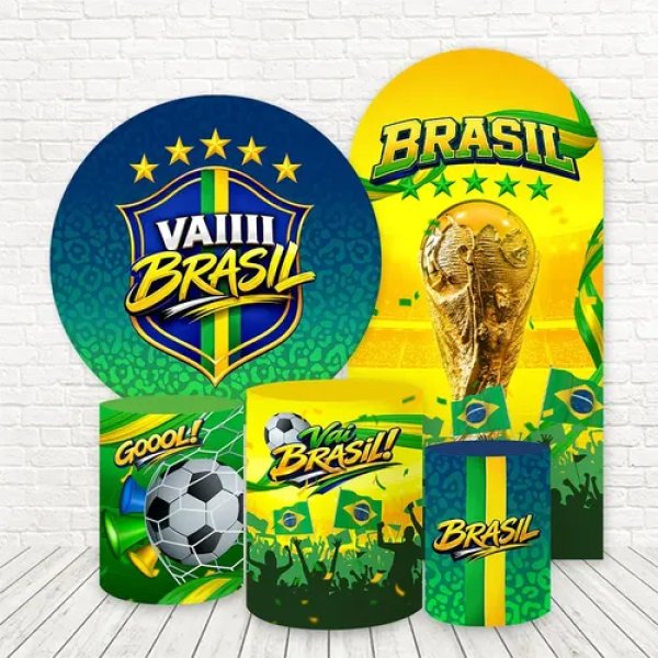 Kit 2 Painéis Romano Redondo E Trio Cilindro Copa Do Mundo