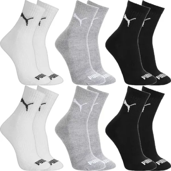 Kit 6 Pares Meias Puma Cano Médio Alto Atoalhada Original