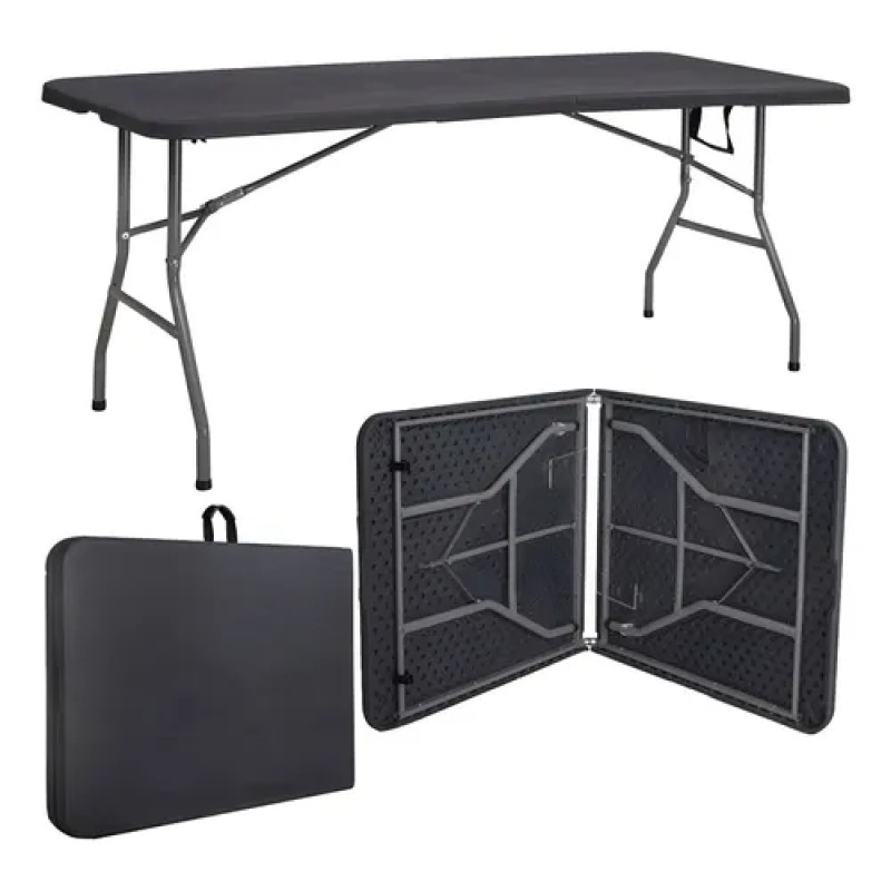 Mesa Dobrável Vira Maleta Com Alça Portátil 1.80m Para Ca...