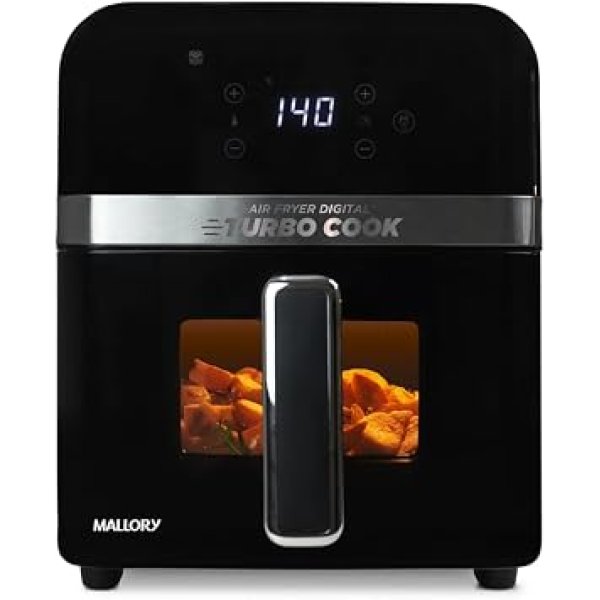 Fritadeira Elétrica Mallory Turbocook 6L - Painel Touch, Visor em Vidro, Air Cook System, Timer 60 minutos, Air Cook System – 127V