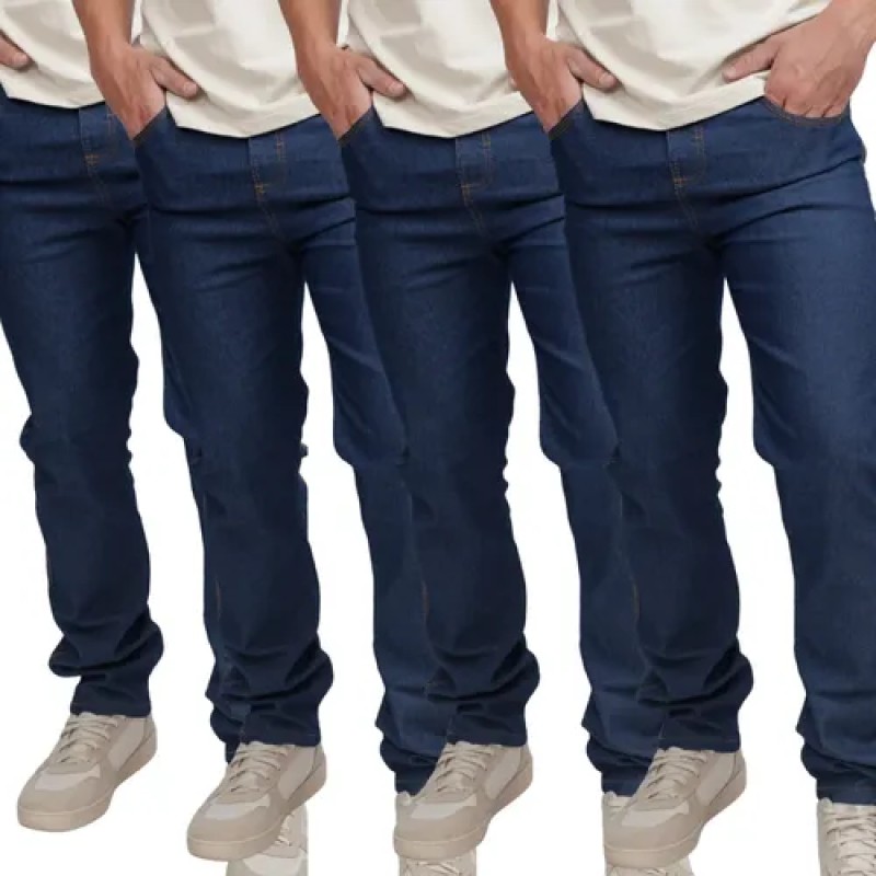 Kit 4 Calças Jeans Trabalho Serviço Masculina Elastano Lycra