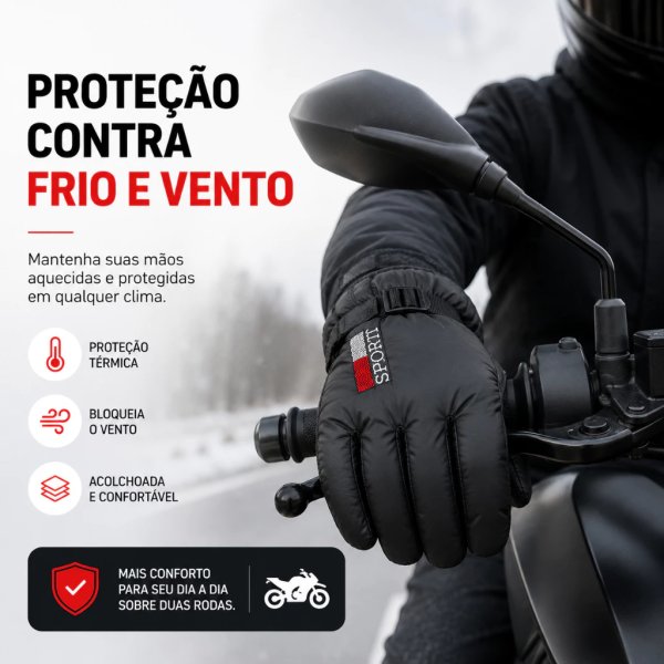 Luva Térmica Com Forro Interno Impermeável Moto Frio Chuva Inverno Antiderrapante Unissex