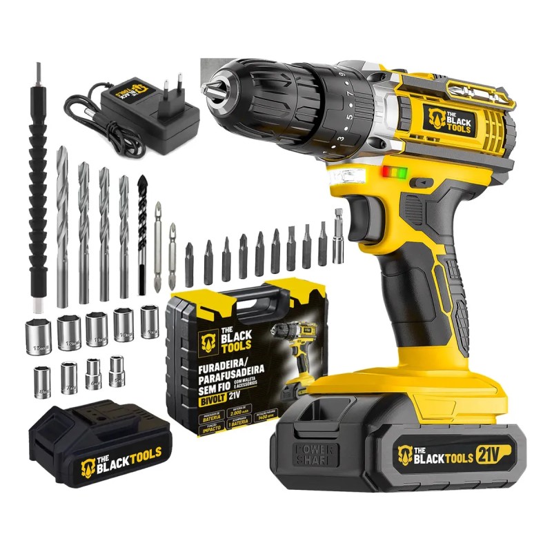 Parafusadeira E Furadeira Impacto The Black Tools Tb-21pw...