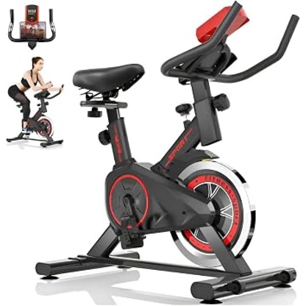 Bicicleta Ergométrica Bike Spinning – Bike Treino em Casa, Academia, Exercícios Cardio e Emagrecimento, Design Confortável e Ajustável, Vertical Silenciosa +100kg
