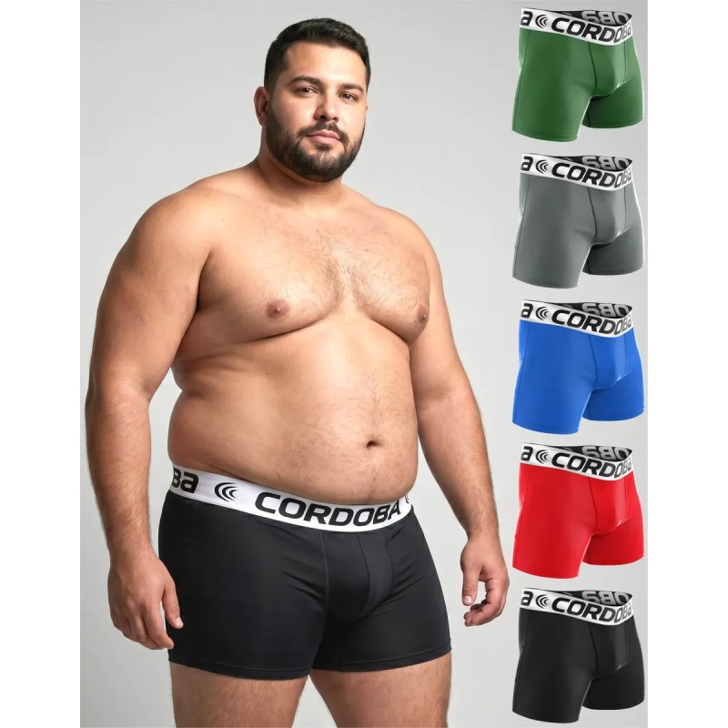 Kit 5 Cuecas Boxer Plus Size Masculina Microfibra Grande