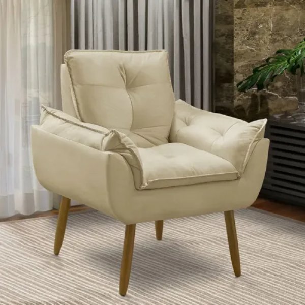 Poltrona Decorativa Opala Suede Para Sala Arapongas Luxo