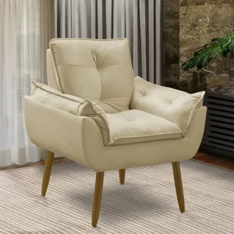 Poltrona Decorativa Opala Suede Para Sala Arapongas Luxo