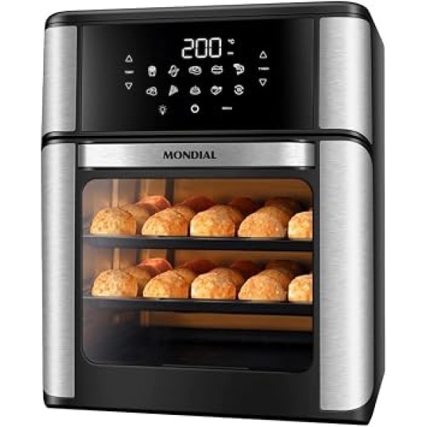MONDIAL Fritadeira Air Fryer Forno Oven 12L, Preto/Inox, 2000W, 110V - AFON-12L-BI