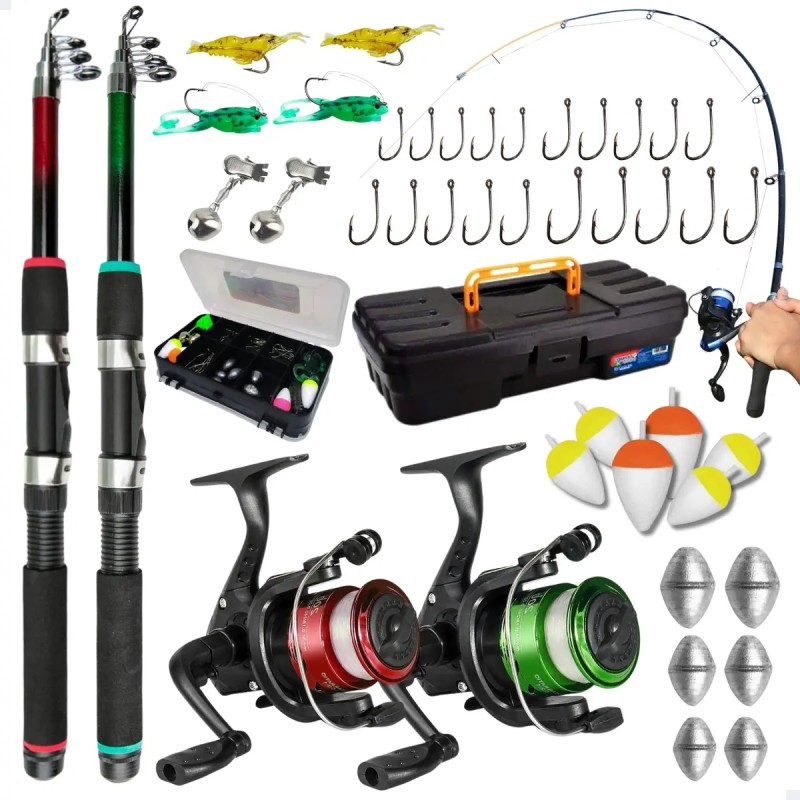 Pescamping Kit Pesca Completo 2 Varas Fibra De Vidro E 2 ...