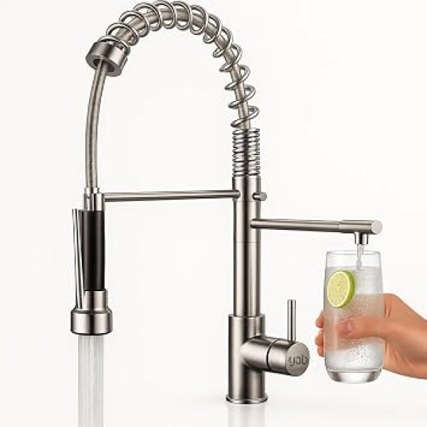 Torneira Cozinha Gourmet Aço Escovado Quente/Frio Misturador Monocomando Yab