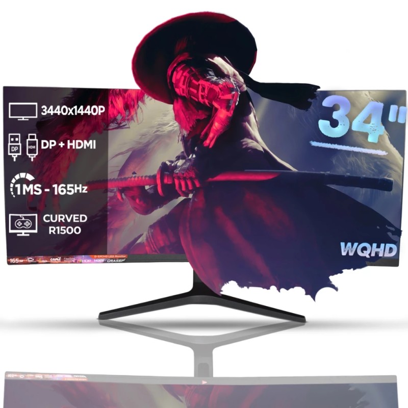 Monitor Gaming Serie Tela Led Reta/Curva 34", 27&quo...