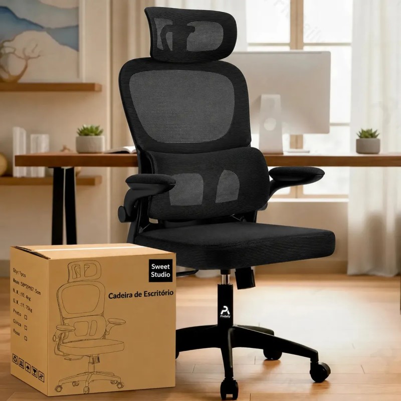 Cadeira de Escritório Sweet Studio Ergonômica Preta, com ...