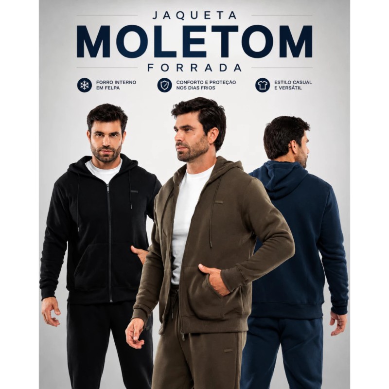 Jaqueta Moletom Masculina Premium Blusa deMoletom Quentin...
