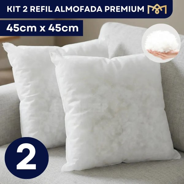 Kit 2 Enchimentos Almofada 45x45 Fibra Siliconada Hipoalergênica Macia Super Resistente Premium